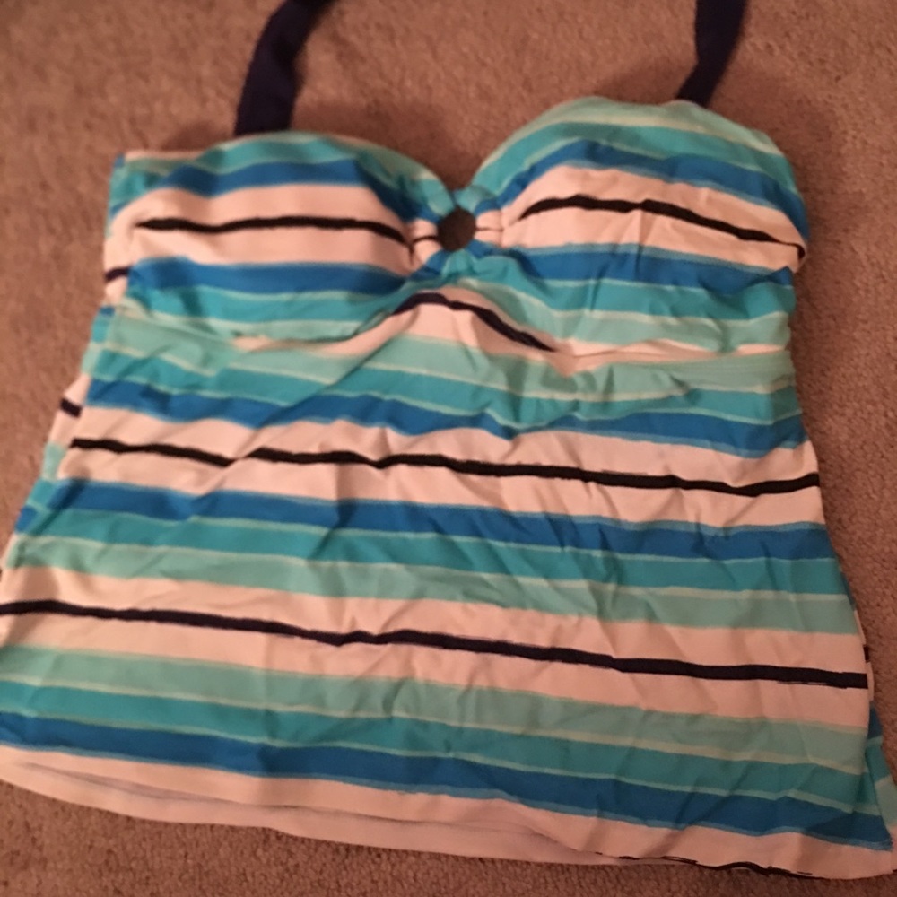 Blue/White/Black Stroped Tankini Top